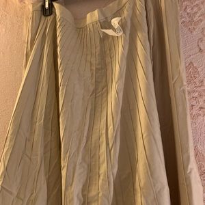 Tan Long Skirt Pleated